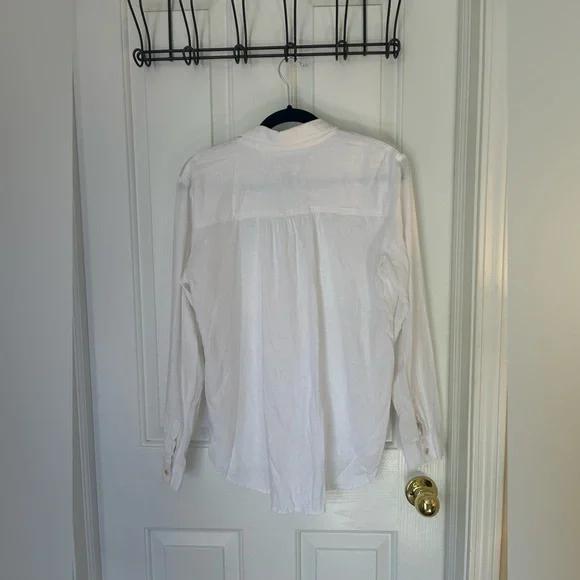 Pilcro & The Letterpress Anthropologie White Button Down Long Sleeve Blouse - Picture 6 of 7
